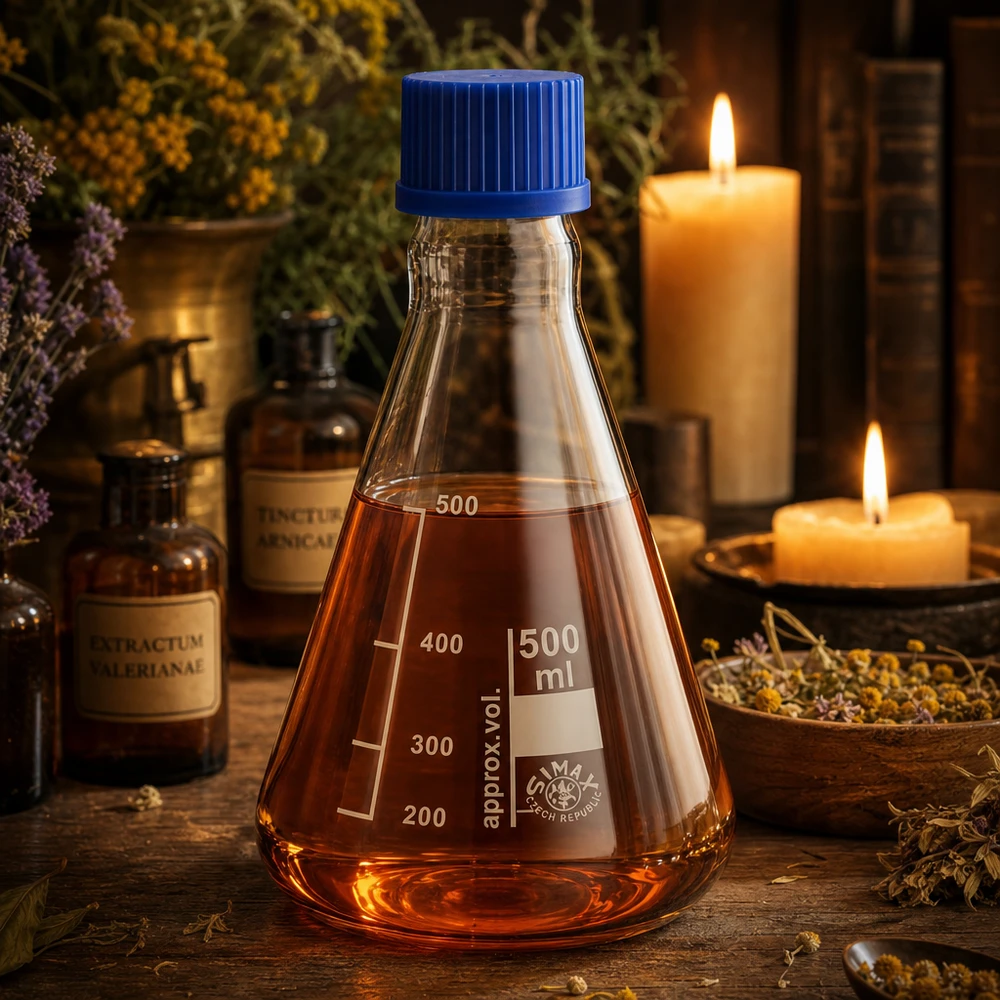 Erlenmeyerkolben 500ml Glas mit blauer Schraubkappe für Labor und Gewerbe bei Pacadura.de