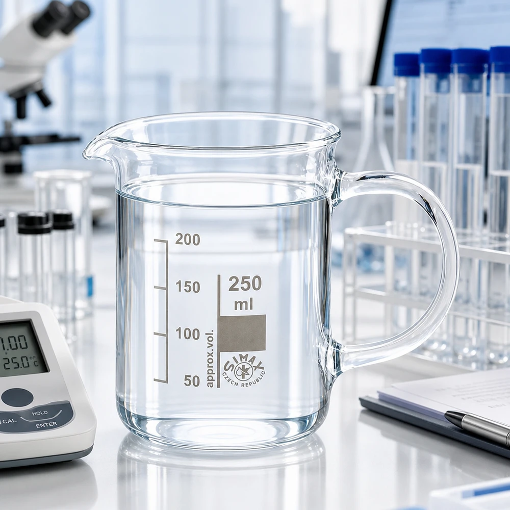 Becherglas 250ml Borosilikatglas, mit Henkel Becherglas 250ml Borosilikatglas mit Henkel für professionellen Laboreinsatz von Pacadura.de