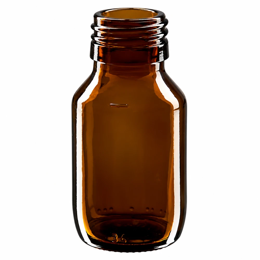 50ml Medizinflasche braun Glas ohne Verschluss PP28 für professionelle Anwendung im medizinischen Bereich
