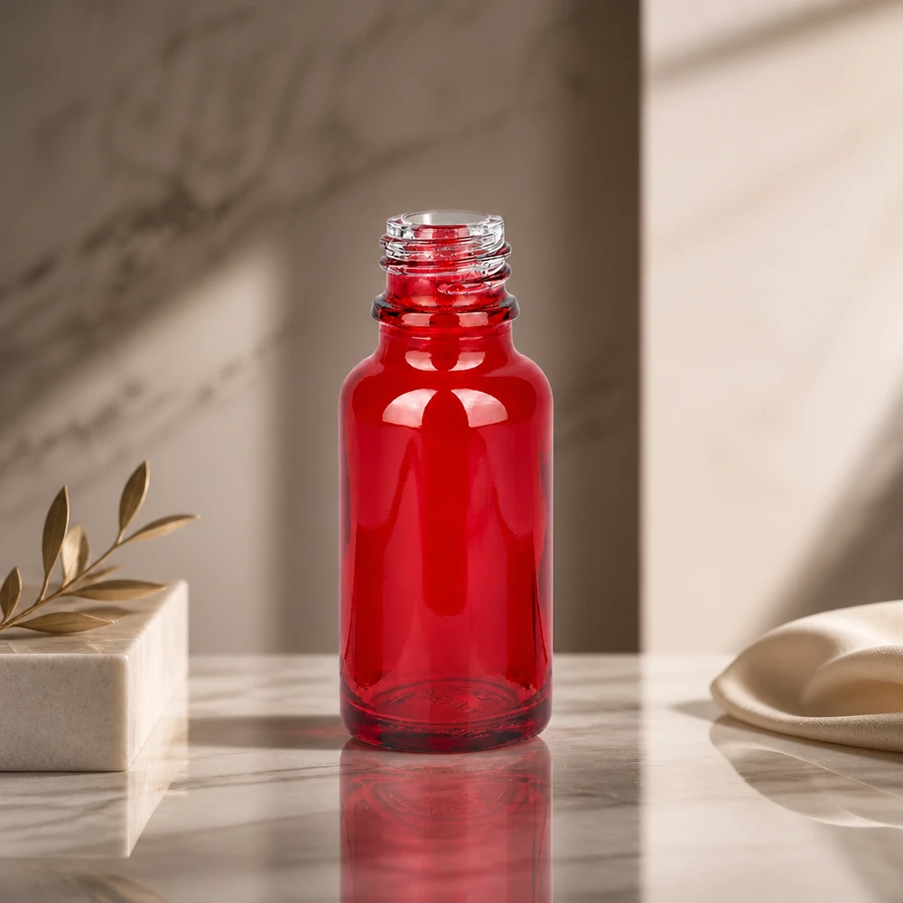 20ml rote Apothekenflasche aus Glas UT18/20 UNiTWIST für professionelle Anwendung in Pharmazie und Labor