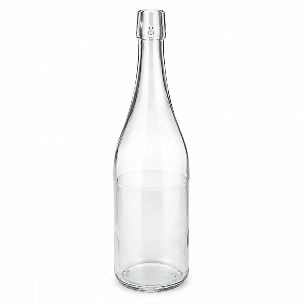 750ml Glasflasche transparent ohne Bügelverschluss UNiTWIST leer auf weißem Hintergrund Produktfoto 1