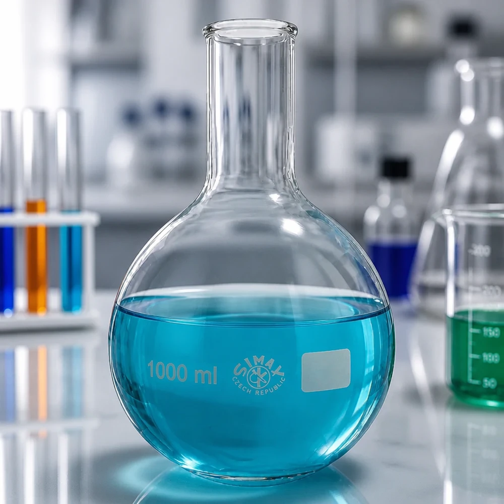 Stehkolben 1000ml Enghals Stehkolben 1000ml Enghals aus Borosilikatglas für professionelle Laboranwendungen bei Pacadura.de