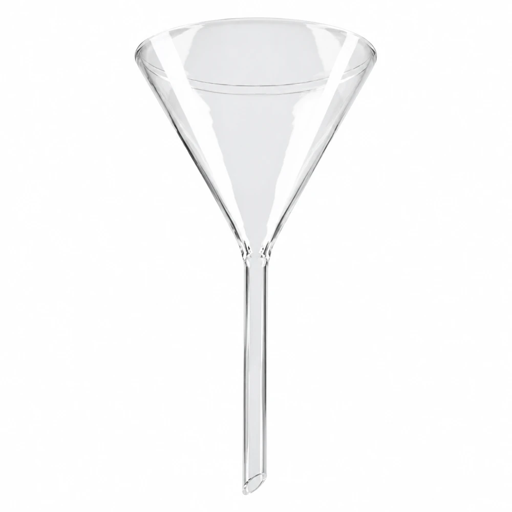 Glastrichter 80mm Durchmesser Kalk-Soda-Glas 60 Grad Winkel Kurzstiel für professionelle Laboranwendungen