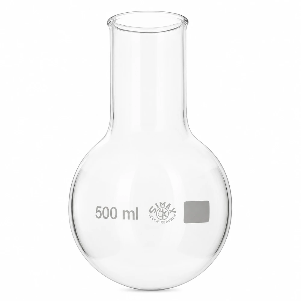 Rundkolben 500ml Weithals Rundkolben 500ml Weithals aus Borosilikatglas für Laborbedarf und professionelle Anwendungen bei Pacadura