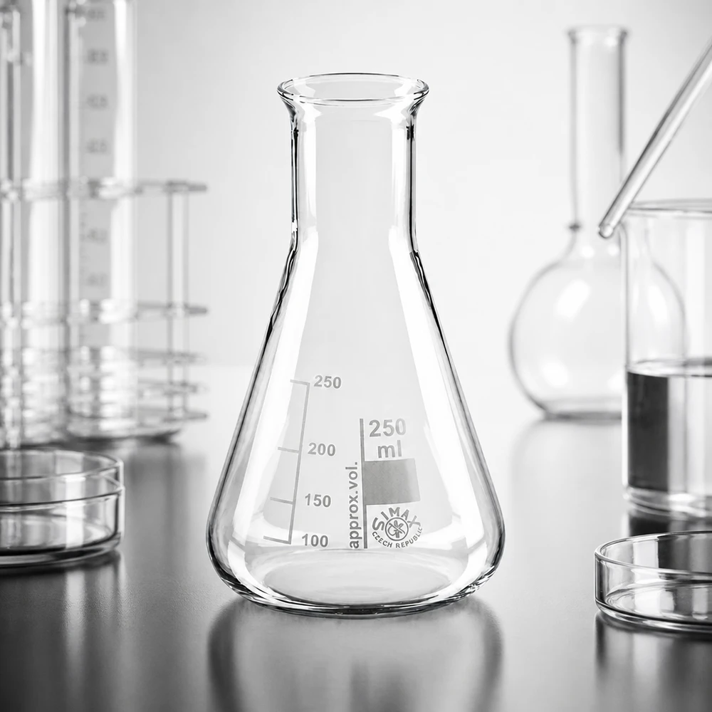 Erlenmeyerkolben 250ml Enghals aus Borosilikatglas für professionelle Laboranwendungen und chemische Analysen