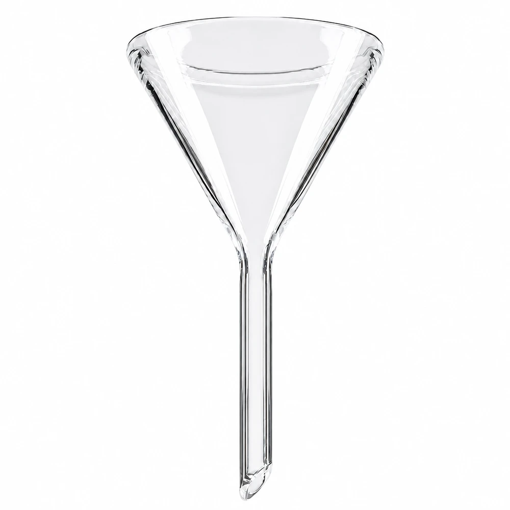 Glastrichter 40mm Durchmesser Kalk-Soda-Glas 60 Grad Winkel Kurzstiel für professionelle Laboranwendungen