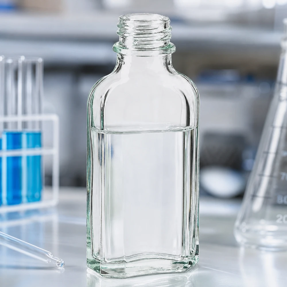50 ml Meplatflasche klar DIN22 50 ml Meplatflasche klar aus Glas mit DIN22 Gewinde für professionellen Labor- und Gewerbeeinsatz