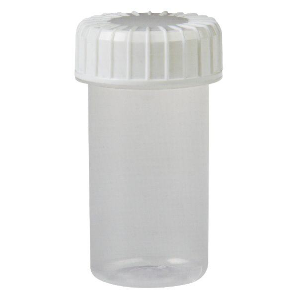 Transparente Schraubdose 20 ml mit gerilltem Verschwarz