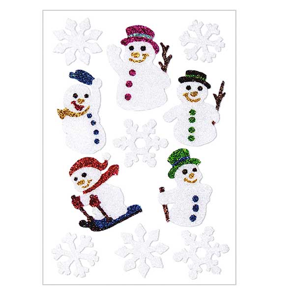 Sticker "Schneemänner" (11 Aufkleber mit Glitzer)