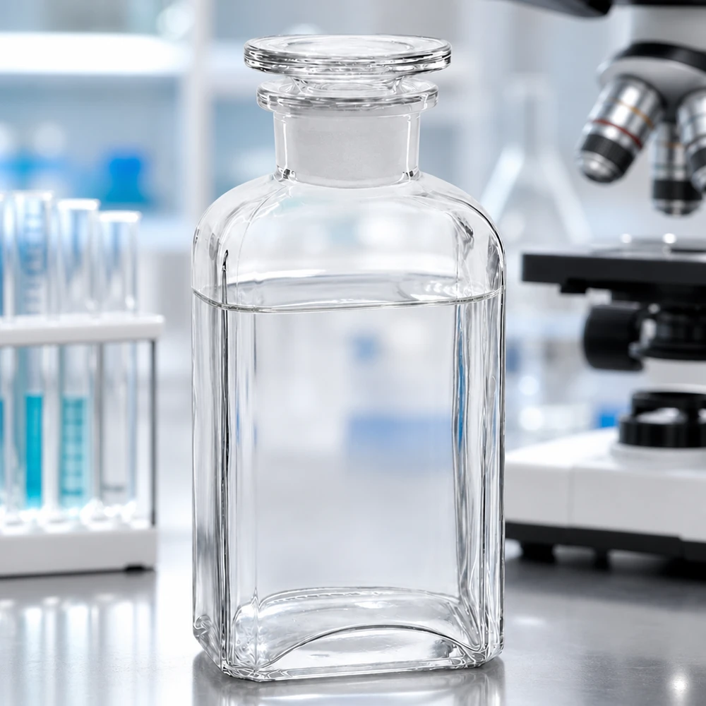 Vierkantflasche 250ml klar Weithals Glasstopfen Vierkantflasche 250ml Klarglas Weithals mit Glasstopfen für Labor und Gewerbe