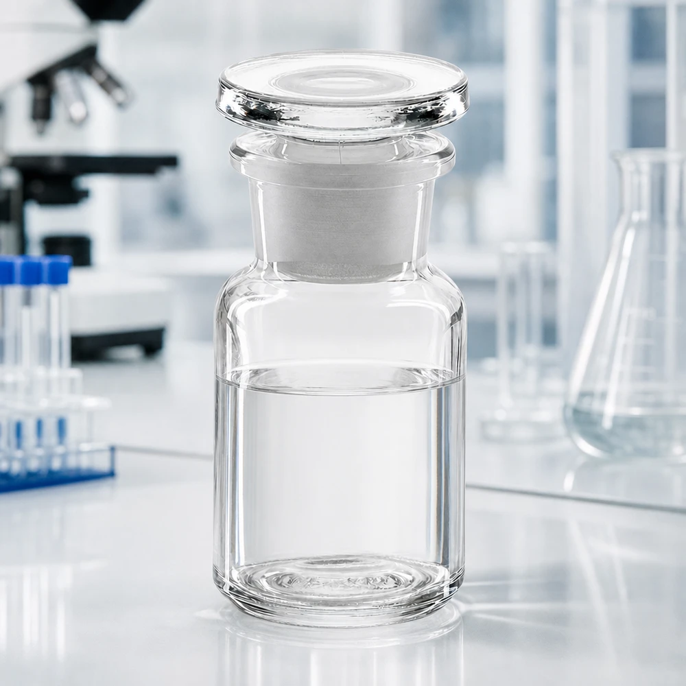 Rundschulterflasche 50ml Klarglas Weithals mit Glasstopfen für Labor und Fachhandel