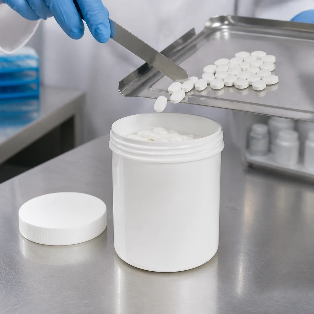 Salbenkruke 200g weiß mit weißem Schraubdeckel (Polypropylen) Salbenkruke 200g weiß PP mit Schraubdeckel für pharmazeutische und kosmetische Abfüllung im Fachhandel