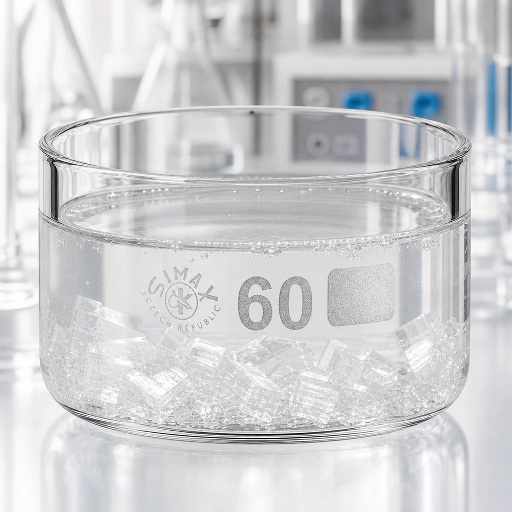 60ml Kristallisierschale ohne Ausguss Borosilikat ø60mm Kristallisierschale 60ml ohne Ausguss aus Borosilikatglas Simax ø60mm für Labor und Gewerbe