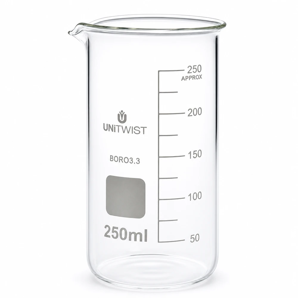 Becherglas 250ml Borosilikat, hohe Form UNiTWIST Becherglas 250ml Borosilikat 3.3 hohe Form UNITWIST für Labor und Gewerbe graduiert