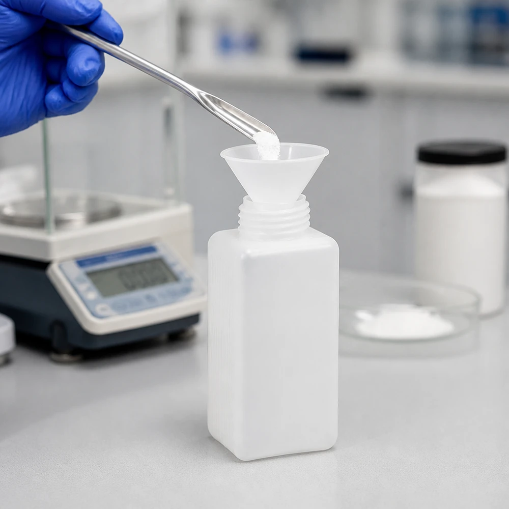 Chemikalienflasche 1500ml Weithals PE-HD naturfarbig für professionellen Laboreinsatz Pulvereinfüllung