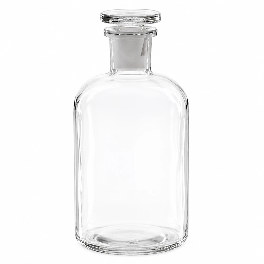 Rundschulterflasche 500ml klar Enghals Glasstopfen Rundschulterflasche 500ml Enghals klar Glas mit Glasstopfen für professionellen Labor- und Gewerbeeinsatz