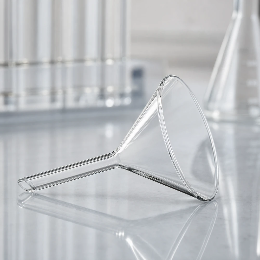 Glastrichter 35mm Durchmesser Kalk-Soda-Glas 60° Winkel Kurzstiel für professionelle Laboranwendungen
