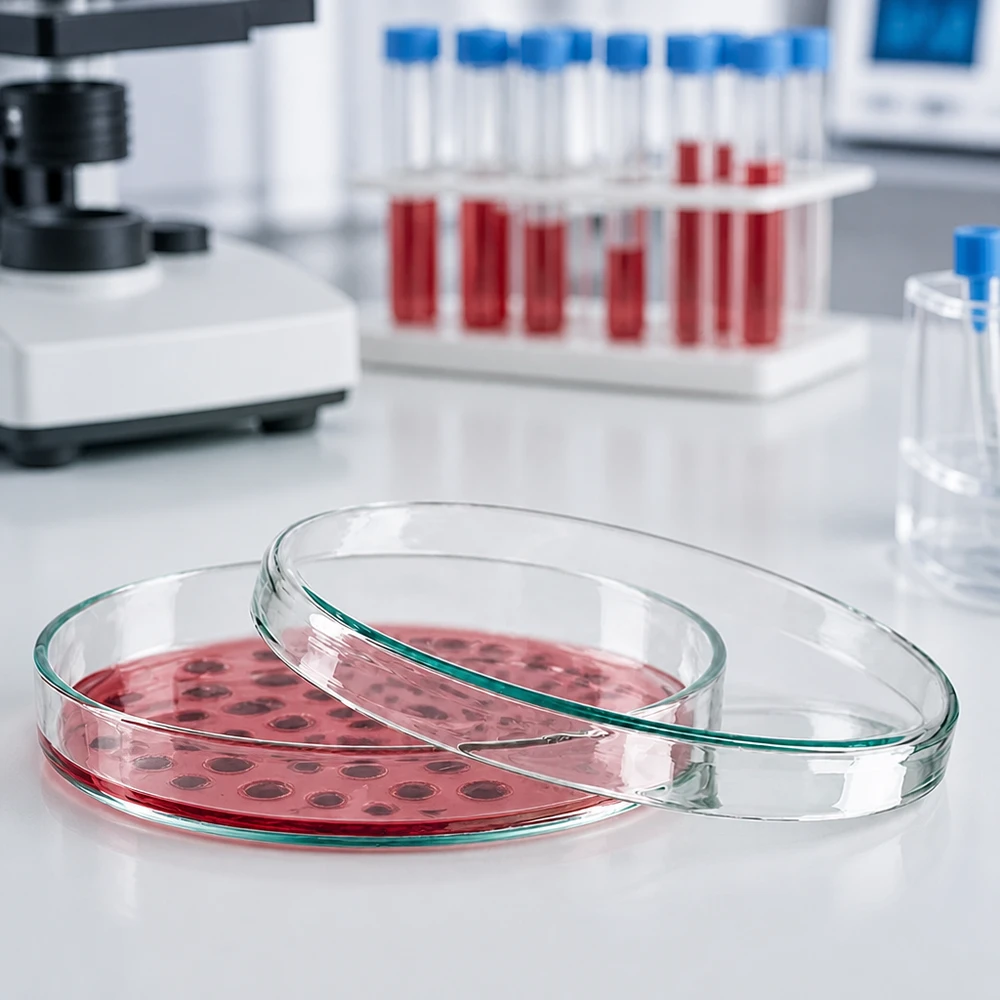 Petrischale 100x10mm Glas Petrischale 100x10mm aus Glas für professionelle Laboranwendungen mit Bakterienkultur im Fachhandel