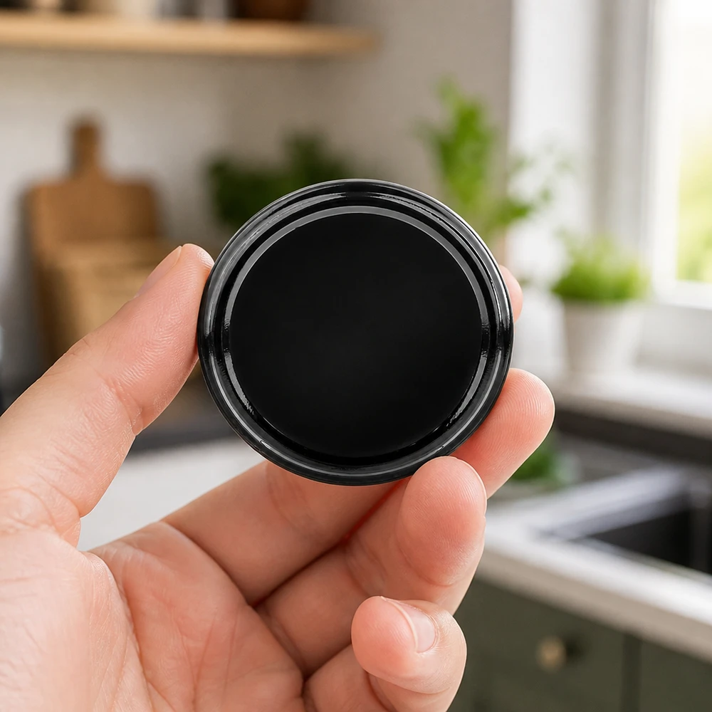 63mm BasicSeal Twist-Off-Deckel TO63 schwarz aus Weißblech für gewerbliche Abfüllung in großen Stückzahlen
