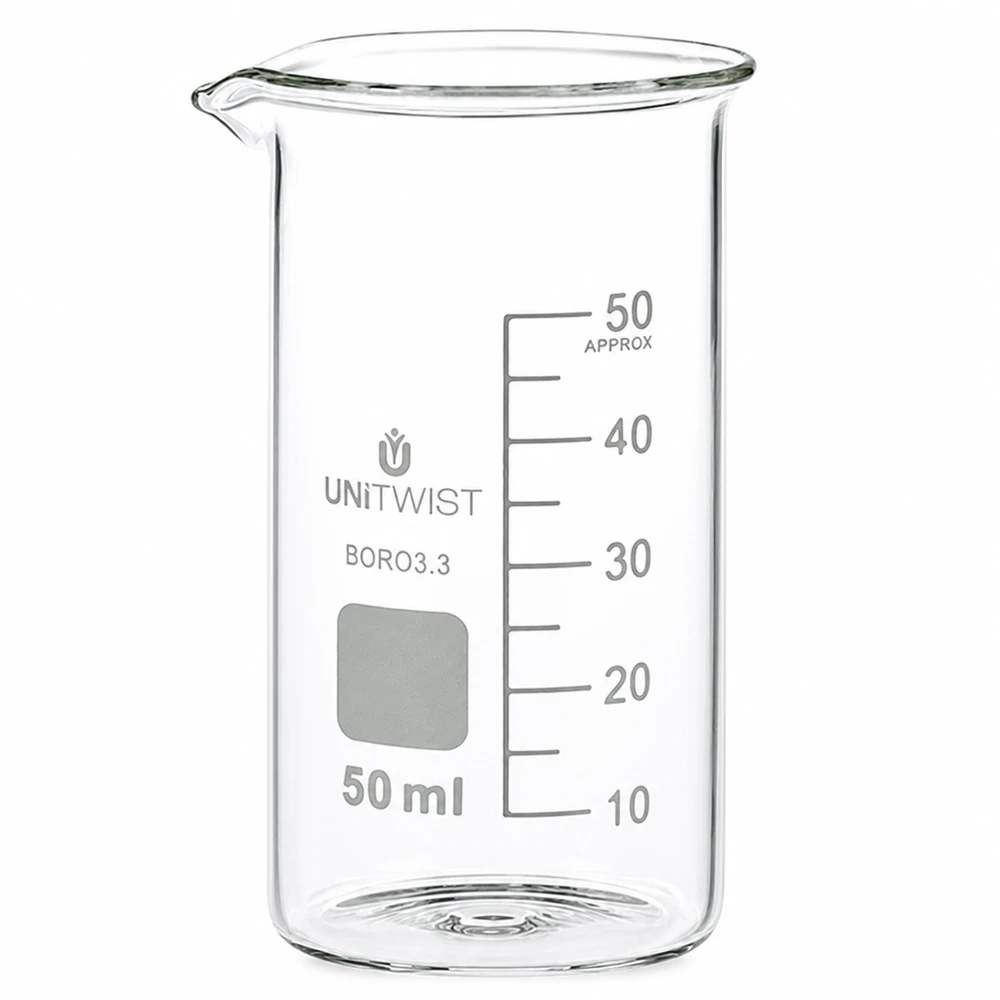 Becherglas 50ml Borosilikat hohe Form UNITWIST für Labor und Gewerbe mit ml-Skala