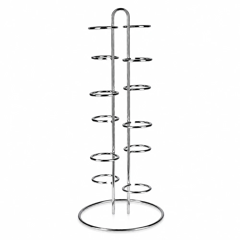 Serviergestell Vertico12 für 12 WECK Sturzgläser Serviergestell Vertico12 aus Edelstahl für 12 WECK Sturzgläser mit spiralförmigen Halterungen auf rundem Standfuß