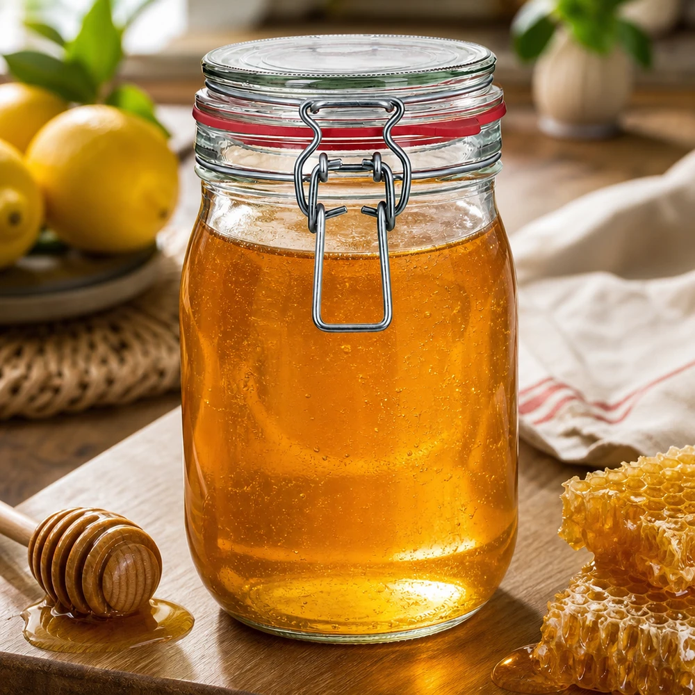 1140ml Vorratsglas Typ G mit Bügelverschluss UN.. Vorratsglas 1140ml mit Bügelverschluss für gewerbliche Lagerung von Honig und Lebensmitteln bei Pacadura