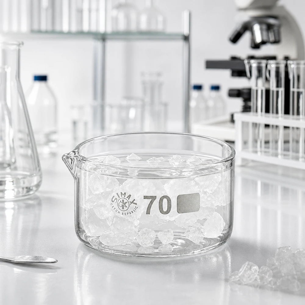 100ml Kristallisierschale mit Ausguss Borosilikat ø70mm Kristallisierschale 100ml Borosilikatglas ø70mm mit Ausguss für Labor und Industrie von SIMAX