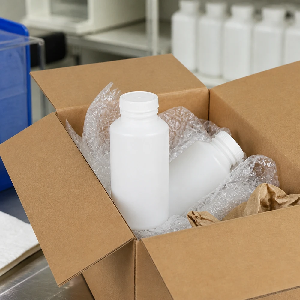 Apothekenflasche HDPE 30ml weiß, ohne Verschluss Apothekerflasche HDPE 30ml weiß ohne Verschluss in Karton verpackt für professionellen Pharma- und Laboreinsatz