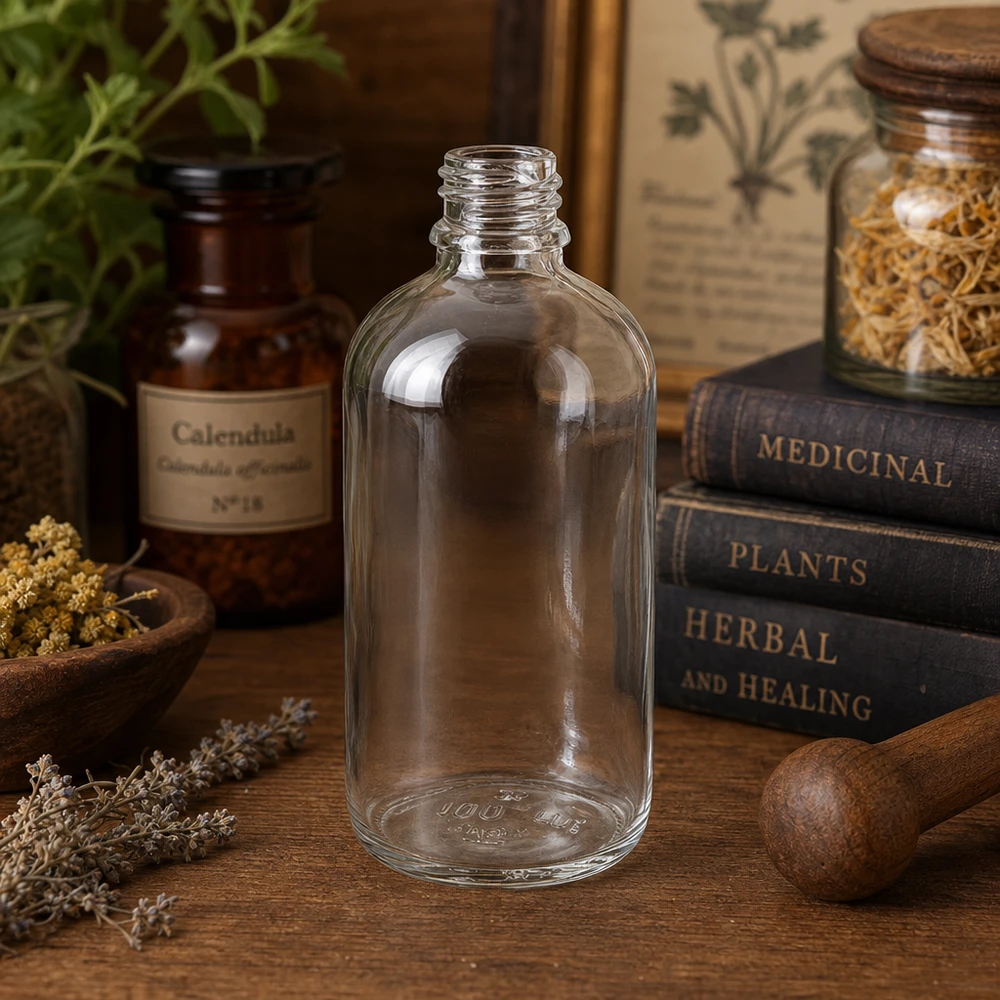 100ml Apothekerflasche ClearLine DIN18 aus Klarglas für professionelle Abfüllung im Fachhandel