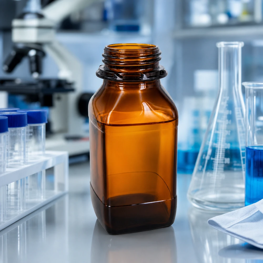 Chemikalienflasche 500ml Braunglas DIN 54 - Betriebsausstattung 500ml Chemikalienflasche aus braunem Glas für professionelle Laboranwendungen und sichere Chemikalienlagerung
