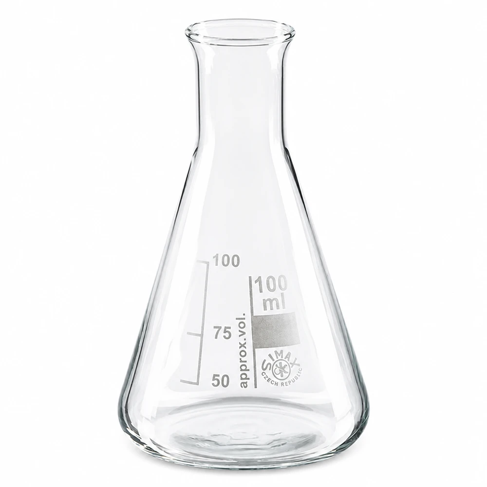 Erlenmeyerkolben 100ml Enghals aus Borosilikatglas für professionelle Laboranwendungen bei Pacadura