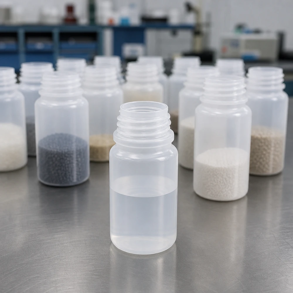 50ml Weithals-Laborflasche aus LDPE transparent ohne Verschluss für professionellen Laboreinsatz