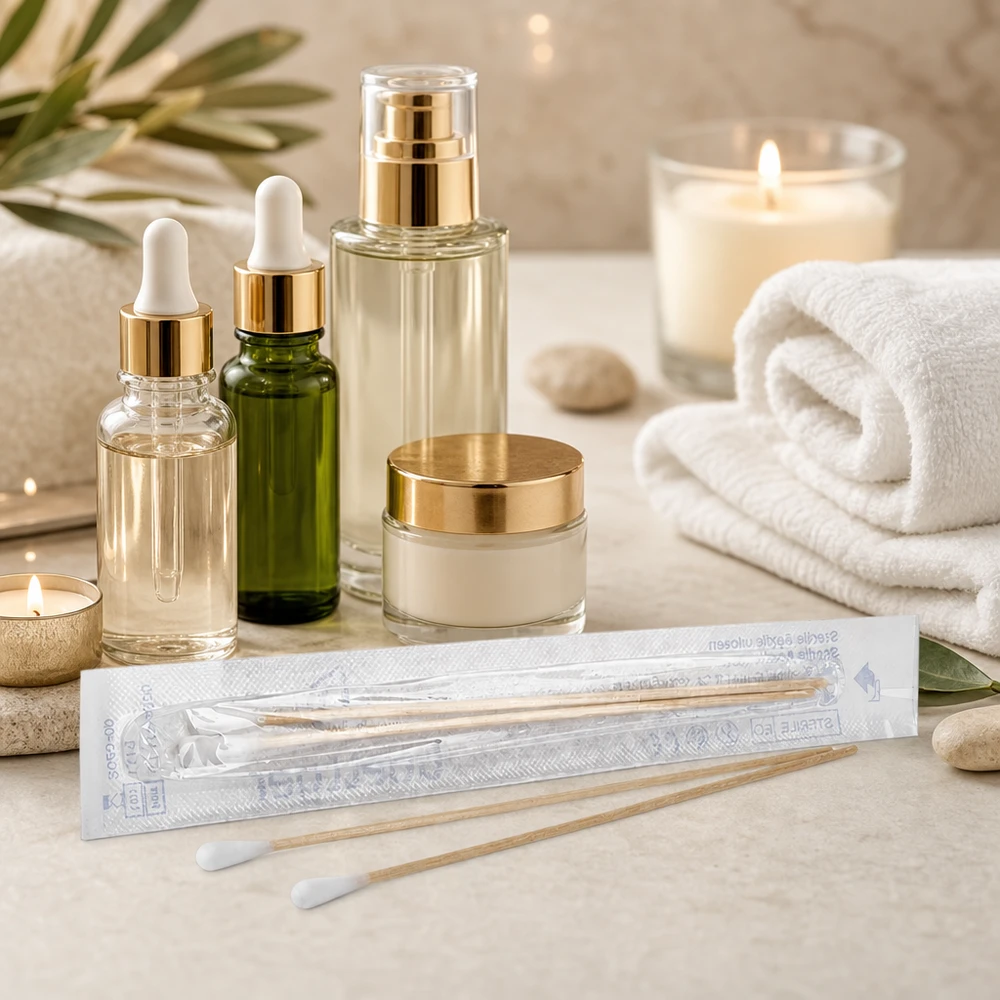 Wattestäbchen STERIL (2 Sück) Sterile Wattestäbchen 2 Stück einzeln verpackt für professionellen Einsatz in Kosmetik und Medizin
