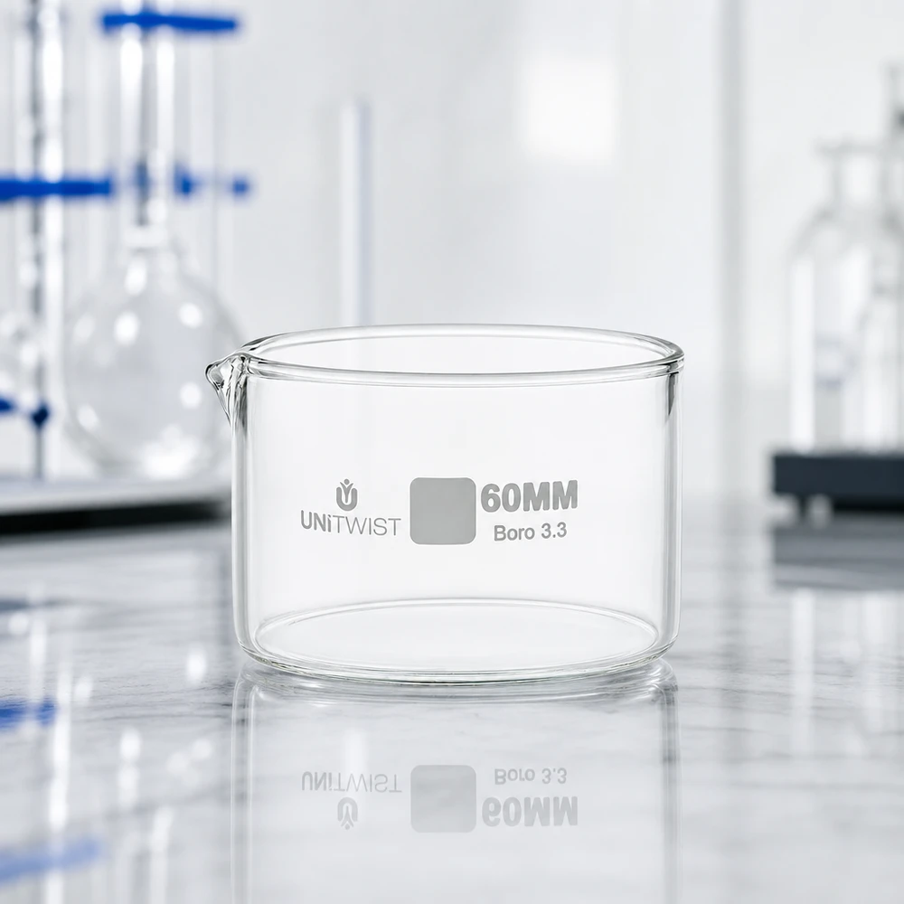 Kristallisierschale 60mm Borosilikatglas 3.3 UNiTWIST laborgeeignet chemikalienbeständig für gewerblichen Einsatz