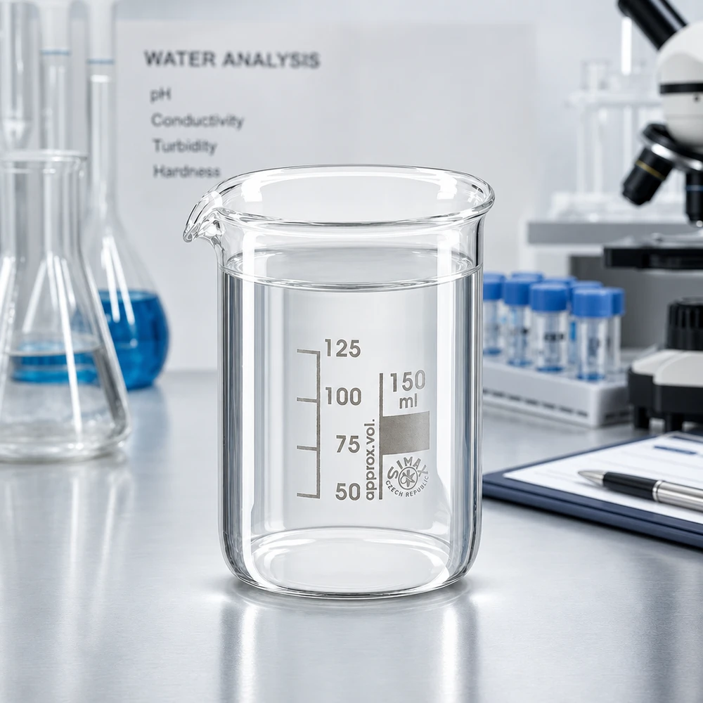 Becherglas 150ml Borosilikatglas, niedrige Form Becherglas 150ml Borosilikatglas niedrige Form für Laborbedarf und professionelle Anwendungen bei Pacadura