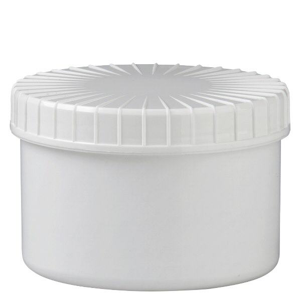 weiße Schraubdose 250 ml mit gerilltem Deckel weiße Schraubdose 250 ml mit gerilltem Deckel