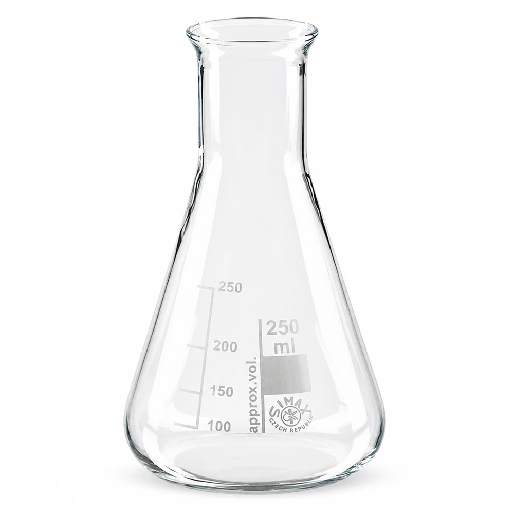 Erlenmeyerkolben 250ml Enghals Erlenmeyerkolben 250ml Enghals aus Borosilikatglas für Laborbedarf und professionelle Anwendungen