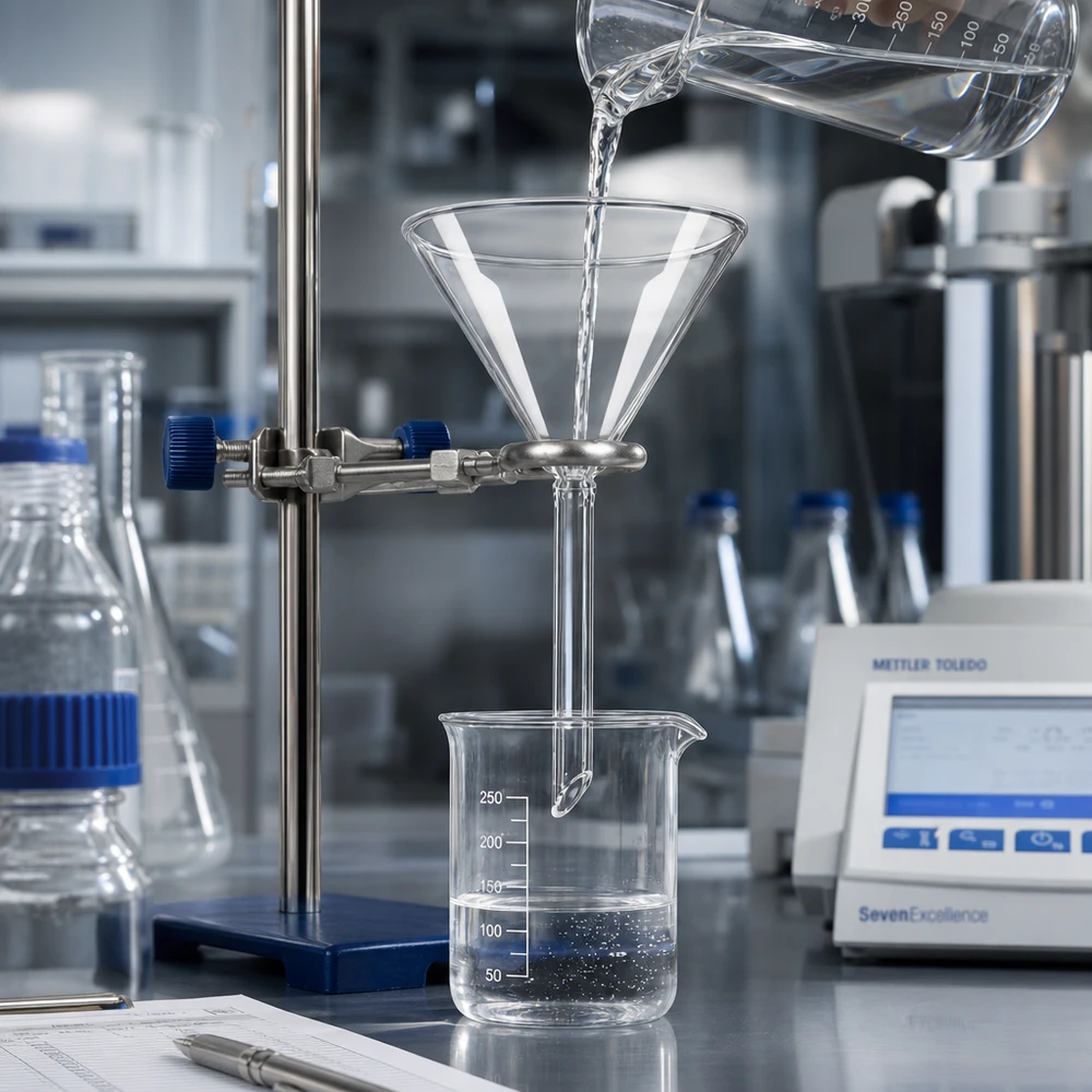 Trichter ø70mm Kalk-Soda, Winkel 60°, Kurzstil Labortrichter Kalk-Soda-Glas 70mm Durchmesser 60° Winkel Kurzstiel für professionelle Filtration im Labor