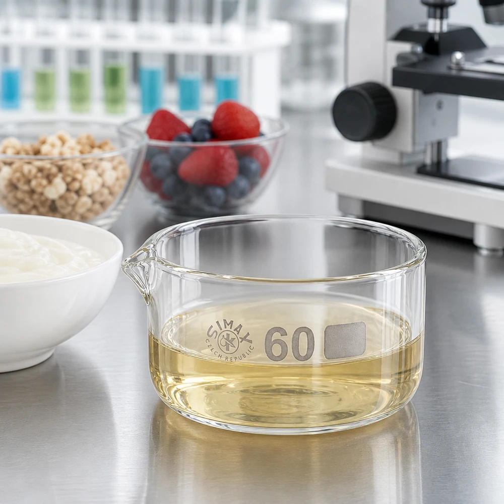 60ml Kristallisierschale mit Ausguss Borosilikat ø60mm 60ml Kristallisierschale mit Ausguss aus Borosilikatglas Ø60mm für Labor und Lebensmittelanalyse