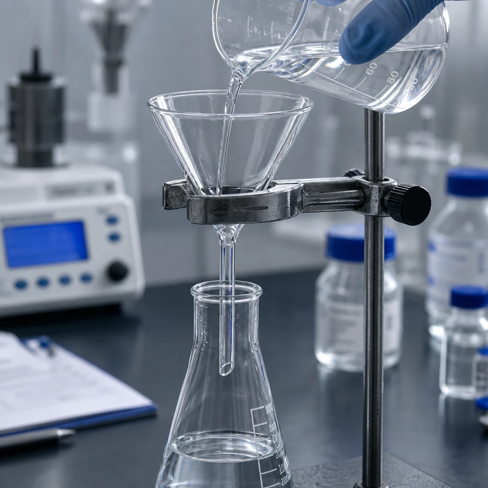 Trichter ø80mm Kalk-Soda, Winkel 60°, Kurzstil Labortrichter 80mm Kalk-Soda-Glas 60° Winkel Kurzstiel für professionelle Filtration und Stofftrennung im Labor