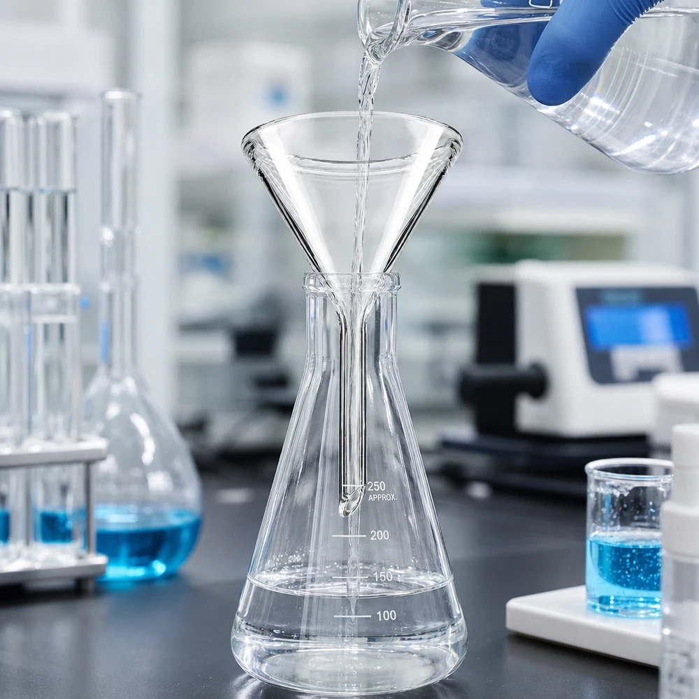 Trichter ø45mm Kalk-Soda, Winkel 60°, Kurzstil Labortrichter 45mm Durchmesser Kalk-Soda-Glas 60° Winkel Kurzstiel für professionelle Anwendungen Pacadura
