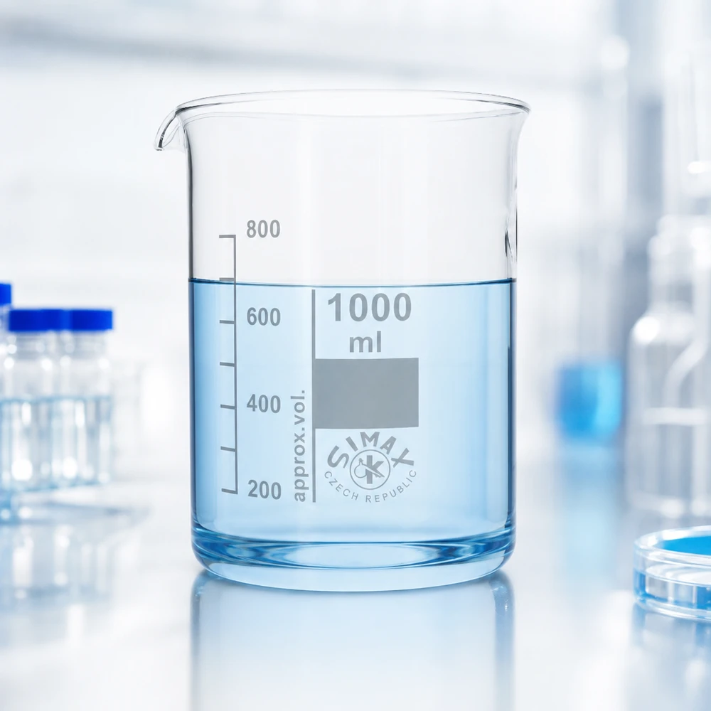 Becherglas 1000ml aus Borosilikatglas niedrige Form für professionelle Laboranwendungen bei Pacadura.de