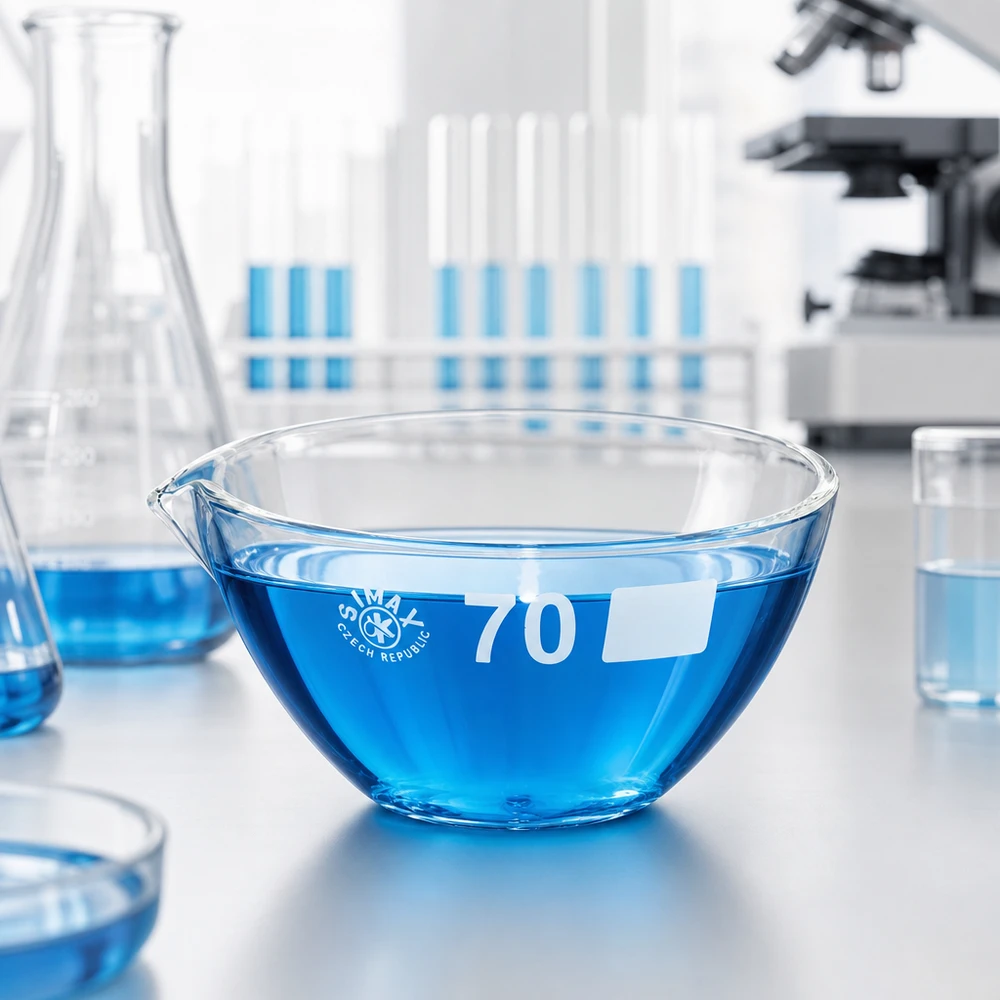 60ml Abdampfschale Borosilikat mit Ausguss ø70mm für professionelle Laboranwendungen bei Pacadura.de