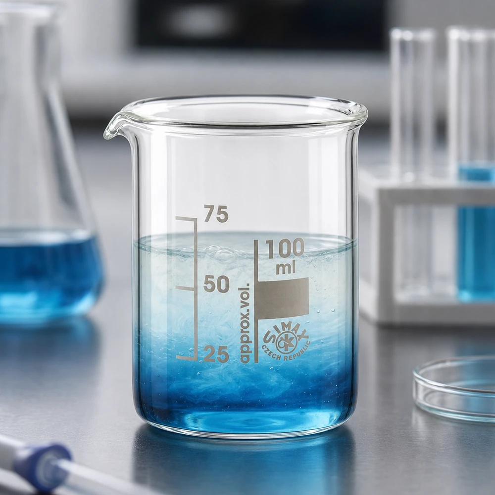 Becherglas 100ml aus Borosilikatglas niedrige Form für professionelle Laboranwendungen bei Pacadura.de