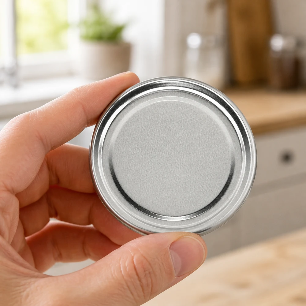 58mm BasicSeal Deckel silber (TO58) UNiTWIST 58mm TO58 BasicSeal Twist-Off-Deckel silber aus Weißblech für gewerbliche Abfüllung in Großmengen