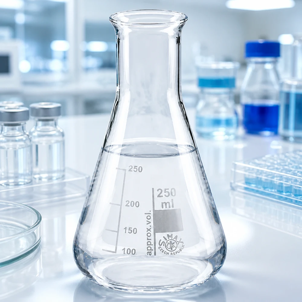 Erlenmeyerkolben 250ml Enghals aus Borosilikatglas für professionelle Laboranwendungen bei Pacadura.de