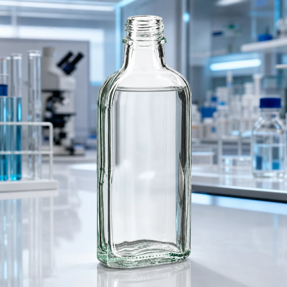 100 ml Meplatflasche klar DIN22 aus Weißglas für professionellen Laboreinsatz im Fachhandel