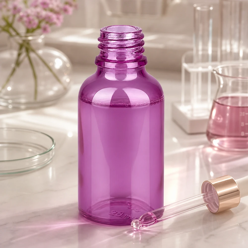 30ml Apothekenflasche PurpleLine UT18/30 UNiTWIST 30ml Apothekerflasche violett PET UT18/30 UNiTWIST mit Tropfer für pharmazeutische Anwendungen Pacadura