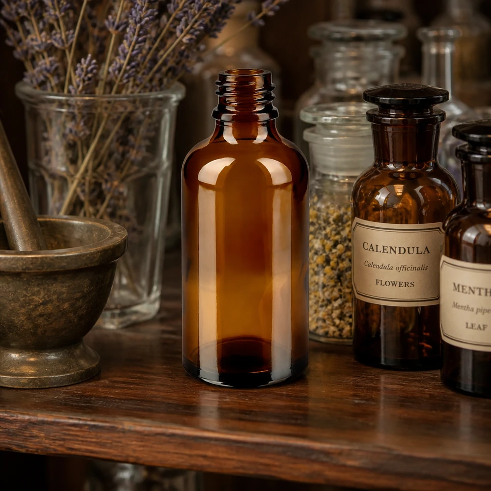 50ml braune Apothekerflasche ApoGlas für professionelle Anwendung in Pharmazie und Aromatherapie