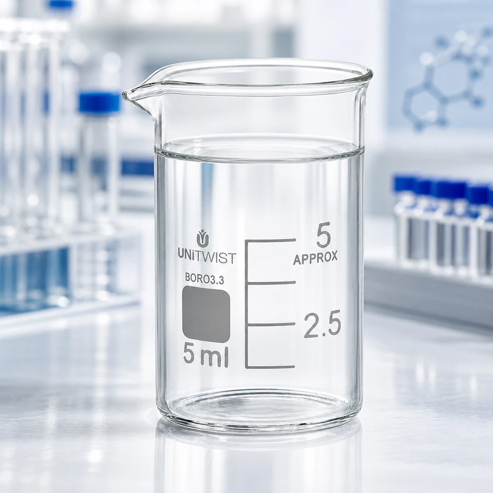 Becherglas 5ml Borosilikat niedrige Form UNiTWIST BORO3.3 für professionellen Laboreinsatz